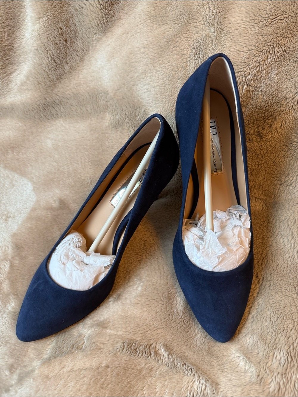 INC Zitah5 Blue Suede Pointed Toe Pumps